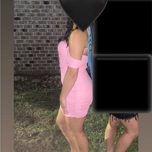 Chic Pink Off-Shoulder Mini Dress